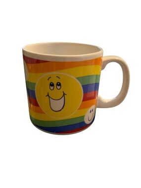 Vintage Russ Rainbow Smiley Face Mug Coffee Cup Pride Retro Groovy Happy #9557